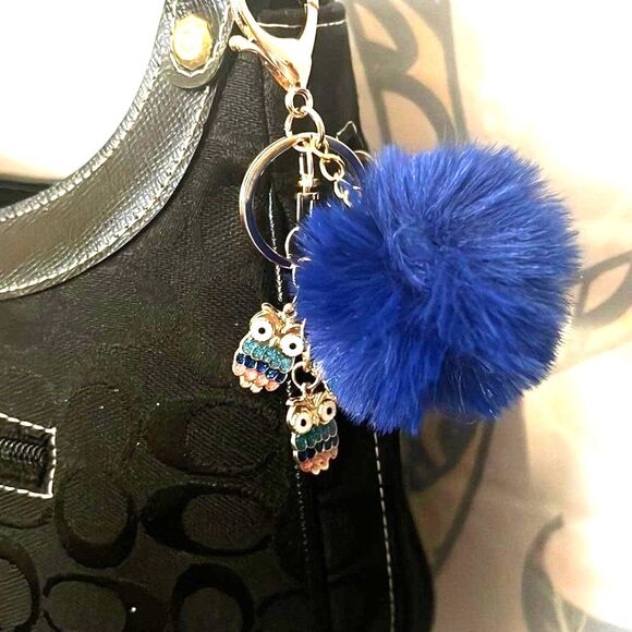 Owls with Pom Pom Purse Charm/Keychain - NEW! -Your Choice of Colors - Picture 3 of 6